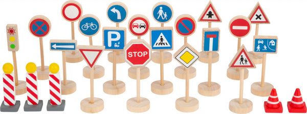 Small Foot - Houten Mini Verkeersbordenset, 25dlg.