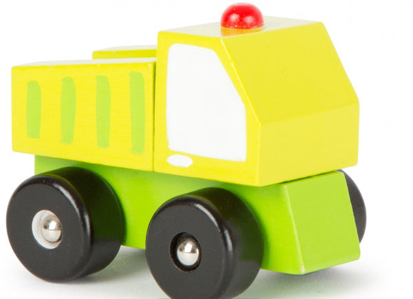 vrachtwagen geel/groen 8 x 5 cm