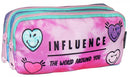 etui Influence meisjes 21 x 9 cm polyester roze/blauw