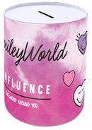 spaarpot 15 x 10 cm meisjes staal donkerroze