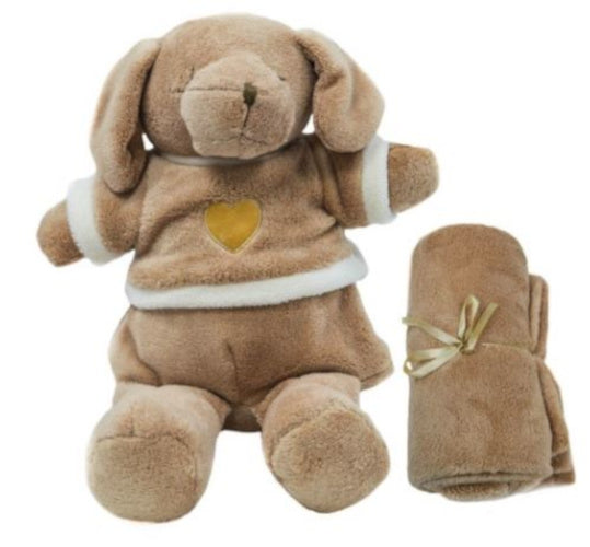 knuffelbeer met deken 100 cm polyester bruin 2-delig