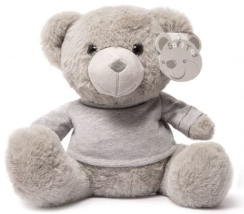 knuffelbeer met shirt junior 25 cm polyester grijs