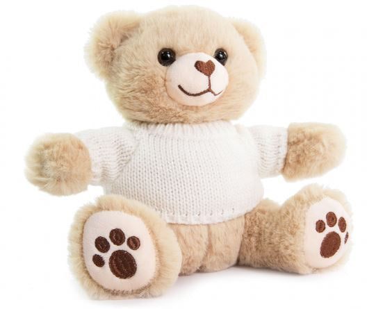 knuffelbeer met sweater junior 20 cm pluche bruin