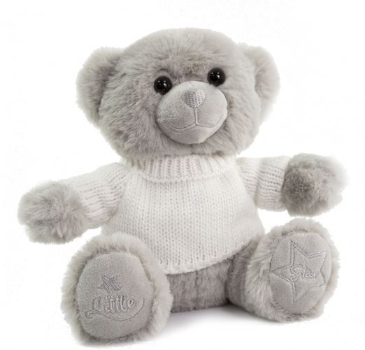 knuffelbeer met sweater junior 20 cm pluche grijs