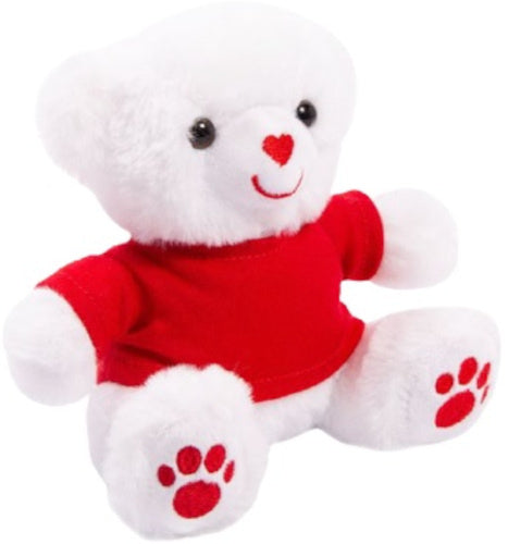 teddybeer junior T-shirt 15 cm polyester wit/rood
