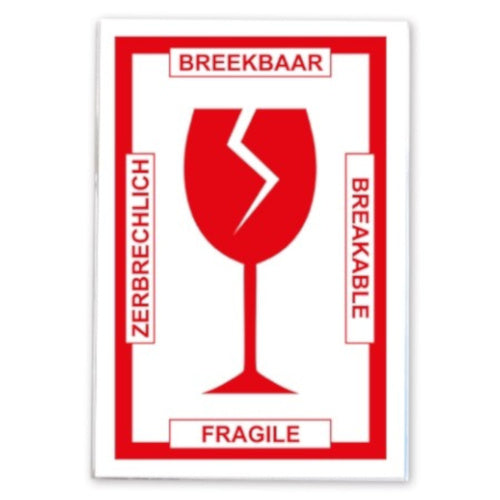 etiket Breekbaar 11,5 x 7,5 mm papier wit/rood 2 vellen