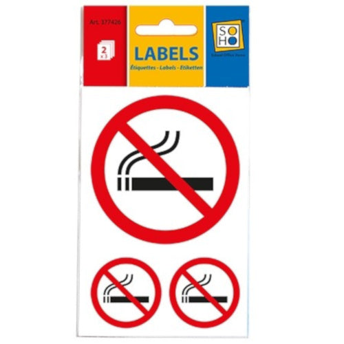 etiketten Niet Roken papier wit/rood/zwart 2 vellen