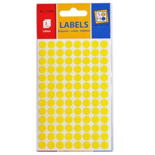 etiketten rond 8 mm papier geel 3 vellen á 104 cm