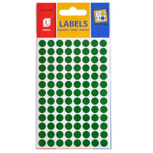 etiketten rond 8 mm papier groen 3 vellen á 104 stuks