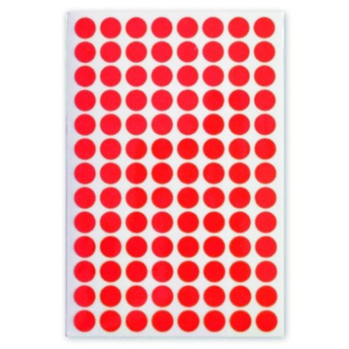 etiketten rond 8 mm papier rood 3 vellen á 104 stuks