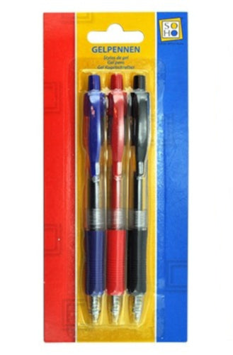 gelpennen 0,7 mm zwart/rood/blauw 3 stuks