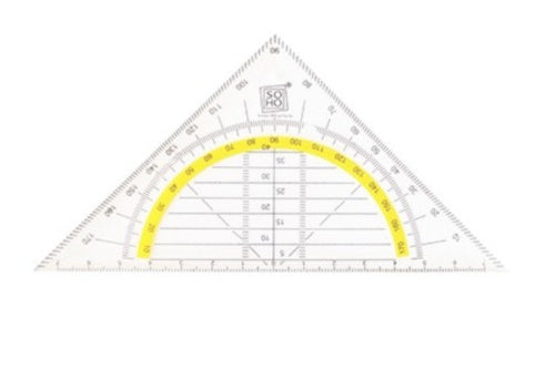 geodriehoek 16 cm transparant
