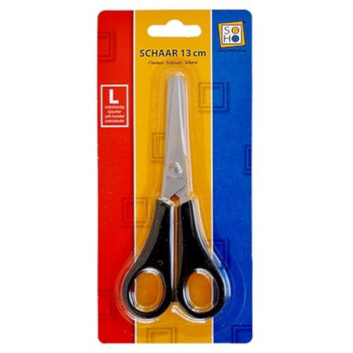 schaar links-handig junior 13 cm staal zwart/zilver