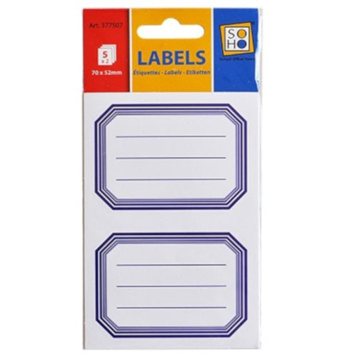 schooletiketten 70 x 52 mm wit/blauw 5 vellen à 2 stuks