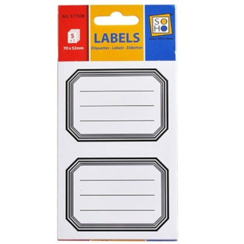 schooletiketten 70 x 52 mm wit/zwart 5 vellen à 2 stuks