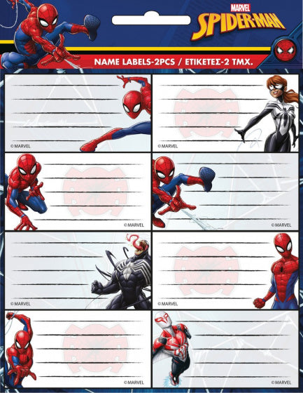 etiketten Spider-Man junior blauw/wit 16 stuks