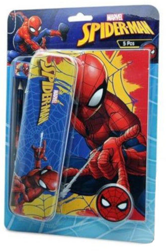 schrijfset Spider-Man jongens rood/donkerblauw 9-delig