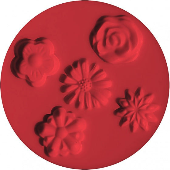 Fimo duwvorm bloemen 7 cm rood