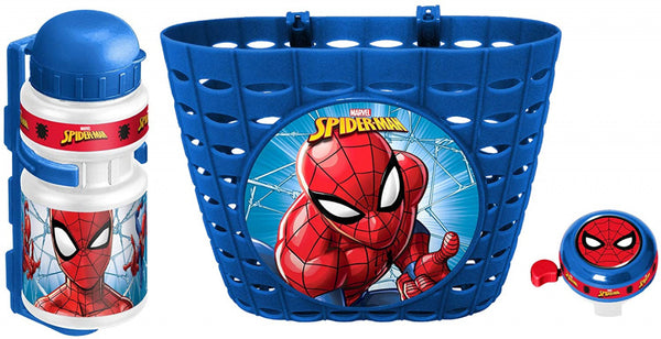 fietsaccessoireset Marvel Spider-Man junior blauw 3-delig