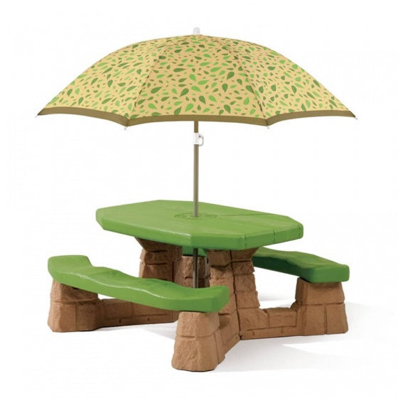 picknicktafel Playful Picnic met parasol 183 cm groen