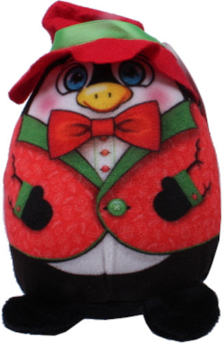 knuffel Christmas pinguïn 14 cm pluche rood/zwart