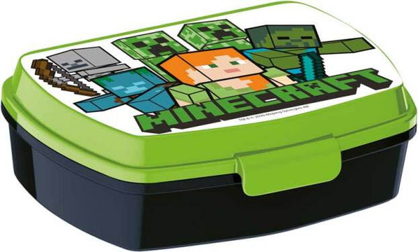 broodtrommel Minecraft junior 16 x 12 x 5 cm groen/zwart