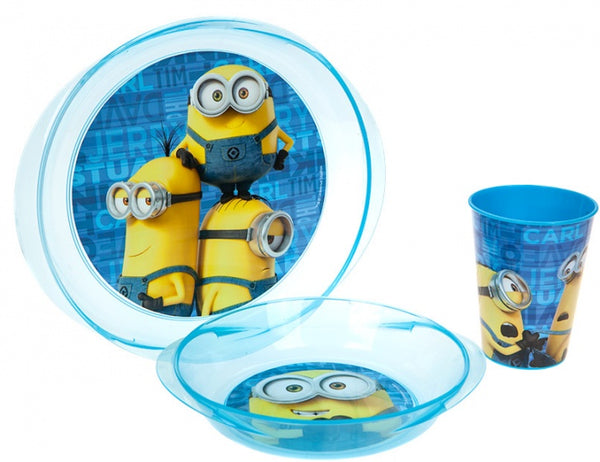 Lunchset Minions magnetron blauw 3-delig