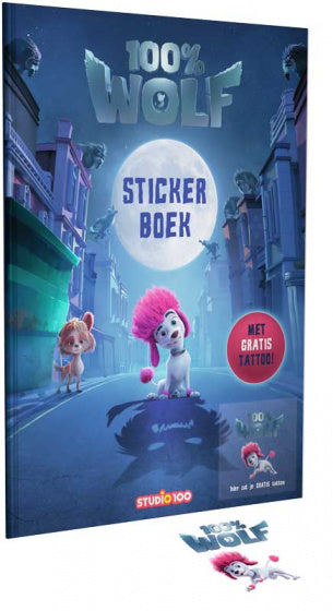 stickerboek 100% wolf junior karton blauw 2-delig