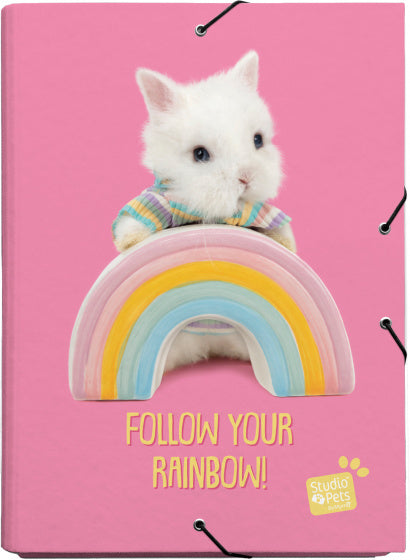 elastomap Bunnies A4 34 x 24 cm karton roze/wit