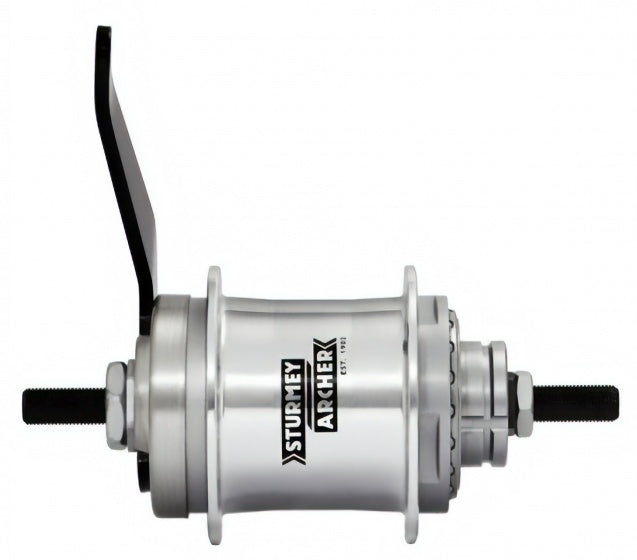 Versnellingsnaaf Sturmey Archer S2C Duomatic 2-speed terugtrapremnaaf - 36 gaats - zilver