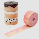decoratietape donut 2,3 cm papier wit/roze 4 stuks