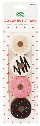 decoratietape donut 2,3 cm papier wit/roze 4 stuks