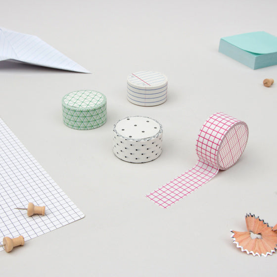 decoratietape memo 2,3 cm papier wit 4 stuks