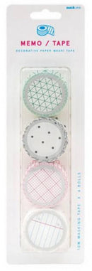 decoratietape memo 2,3 cm papier wit 4 stuks