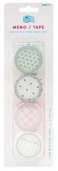decoratietape memo 2,3 cm papier wit 4 stuks