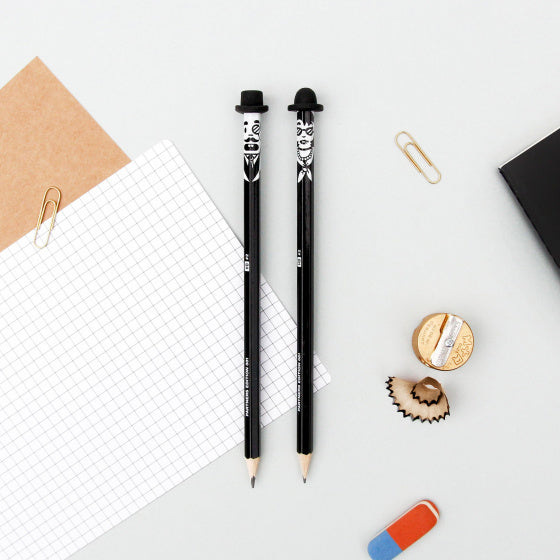 HB-potloden mensen 18 cm hout/grafiet zwart 2-delig