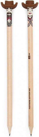HB-potloden wilde westen 18 cm hout naturel 2-delig