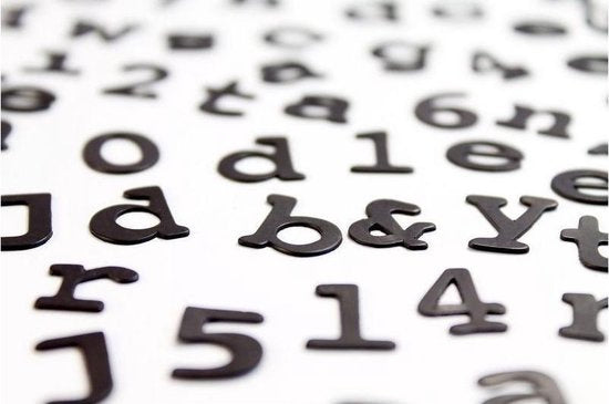 koelkastmagneten alfabet 1,5 cm rubber zwart 201 stuks