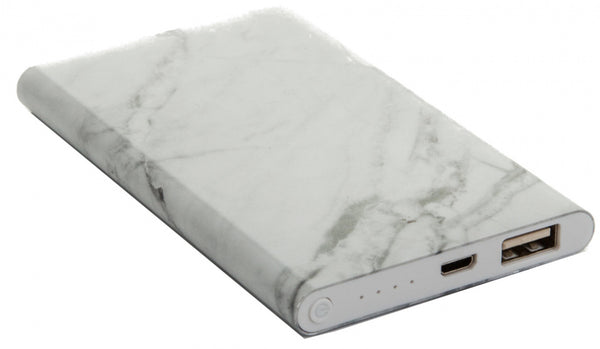 powerbank Marble 11 x 6,8 cm aluminium wit 2-delig