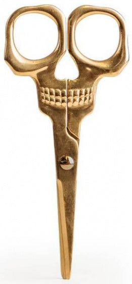 schaar doodshoofd 12 x 5,5 cm RVS goud