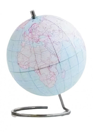 wereldbol DIY 30 x 24 cm RVS/papier blauw/roze