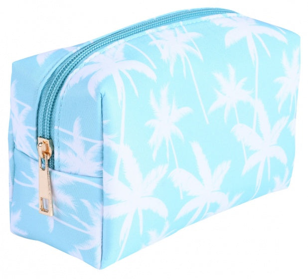 Make-up tasje Palmboom 17 x 9,5 x 7 cm blauw
