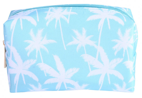 Make-up tasje Palmboom 17 x 9,5 x 7 cm blauw