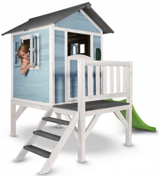 speelhuis Lodge XL 190 x 260 x 167 cm blauw/wit