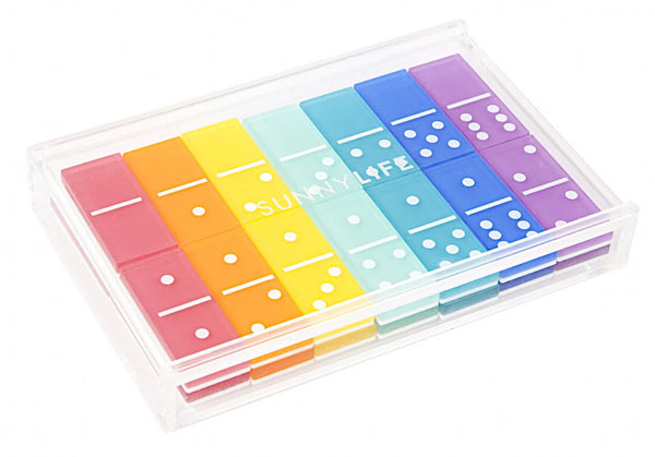 dominospel Lucite 17 x 12 x 4,5 cm acryl 25-delig