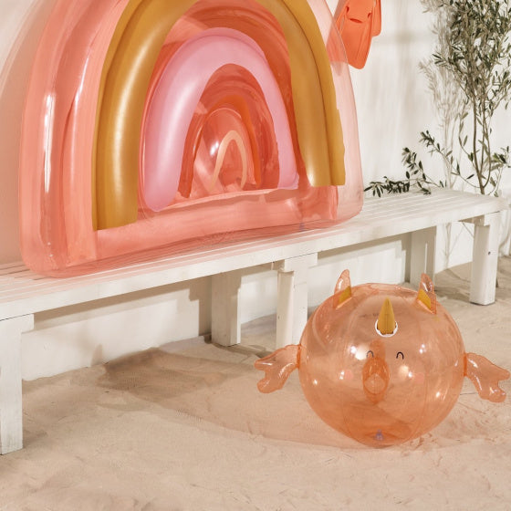 opblaasbal zeepaard 60 x 50 x 45 cm PVC zalmroze