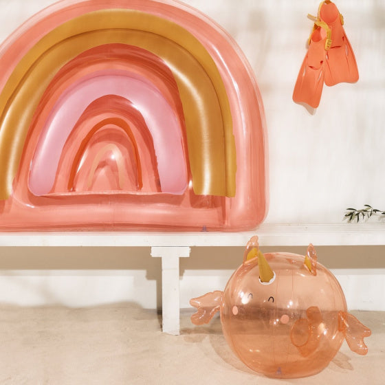 opblaasbal zeepaard 60 x 50 x 45 cm PVC zalmroze