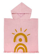 badponcho strand meisjes 63 x 62 cm katoen roze