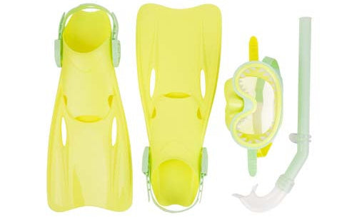 snorkelset Swimtime junior siliconen geel one-size