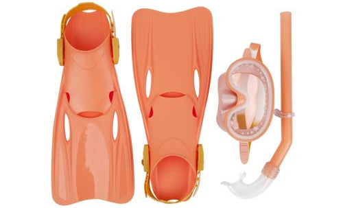 snorkelset Swimtime siliconen oranje one-size